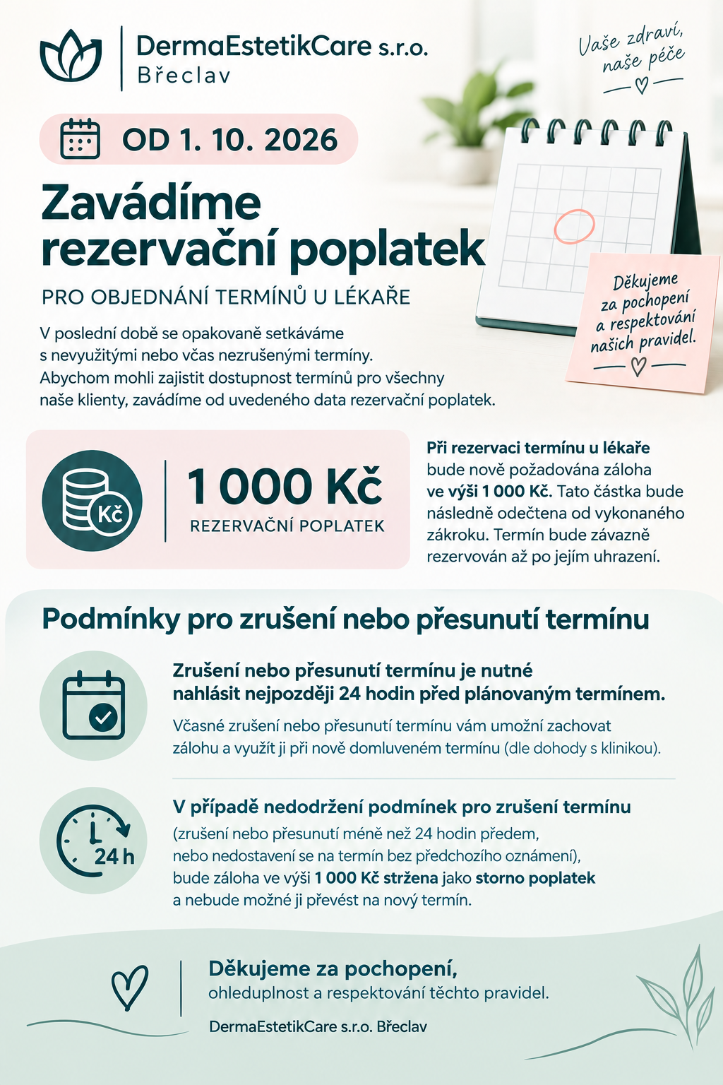       
          Zavádíme rezervační poplatek
      